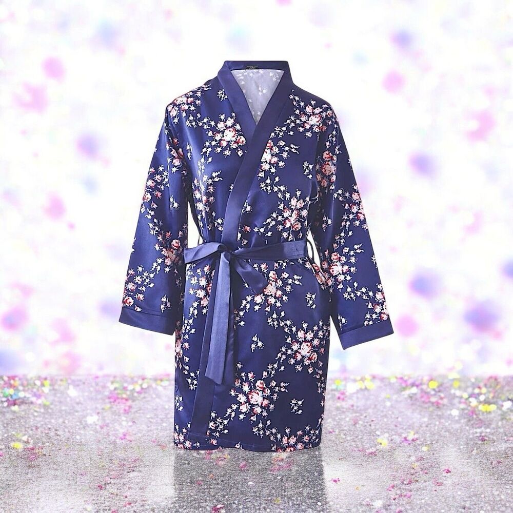 Morgan Lane Allie Robe - Navy Floral (S/M) - US 0-8 Brand New With Tags RV $198